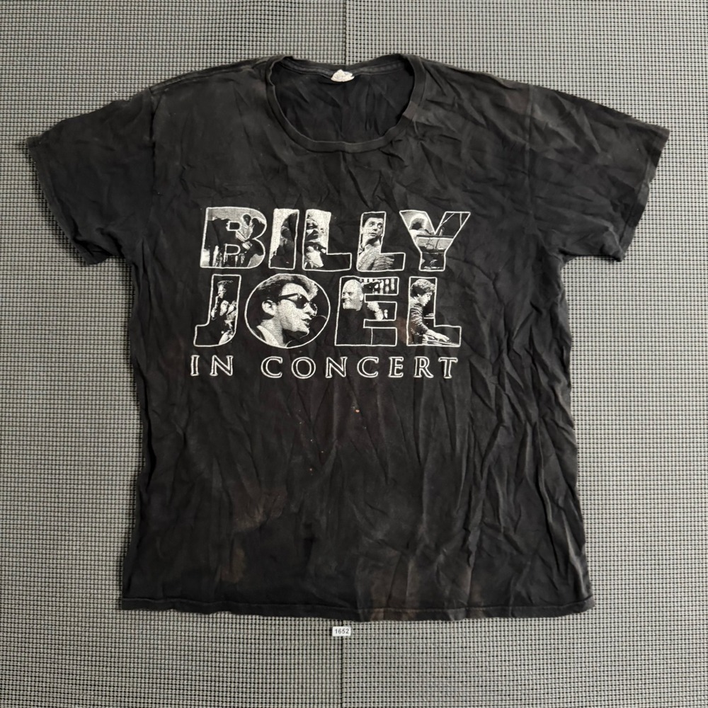 Billy Joel In Concert 2015 Tour T-Shirt Black Graphic Tee Mens Large Distressed